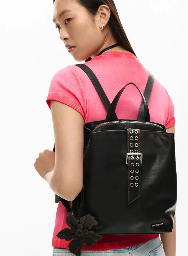 DESIGUAL Black Small backpack with flower appliques for Women | Best Price UAE